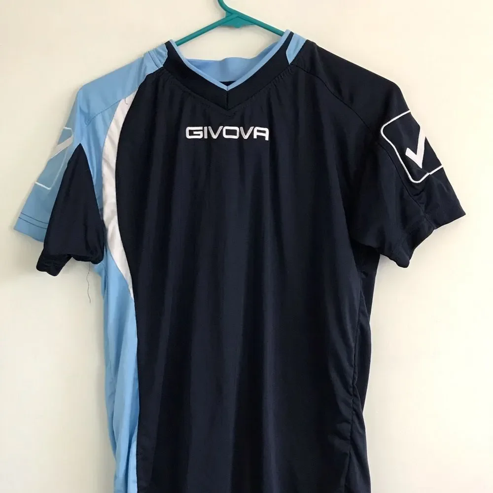 NWT Givova Sz Medium Mens Soccer Jersey Navy Blue Shirt Tee Tshirt V Neck